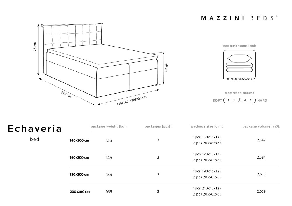 Mazzini-sofas.com ensemble de lit boxspring: tête de lit + sommier coffre/ matelas + surmatelas