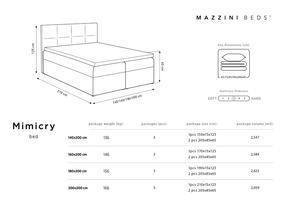 Mazzini-sofas.com ensemble de lit boxspring: tête de lit + sommier coffre/ matelas + surmatelas