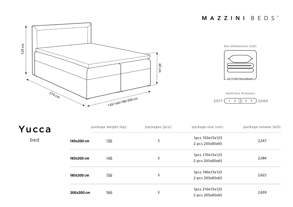 Mazzini-sofas.com boxspring bett set: kopfteil + box springs / matratze + matratze topper